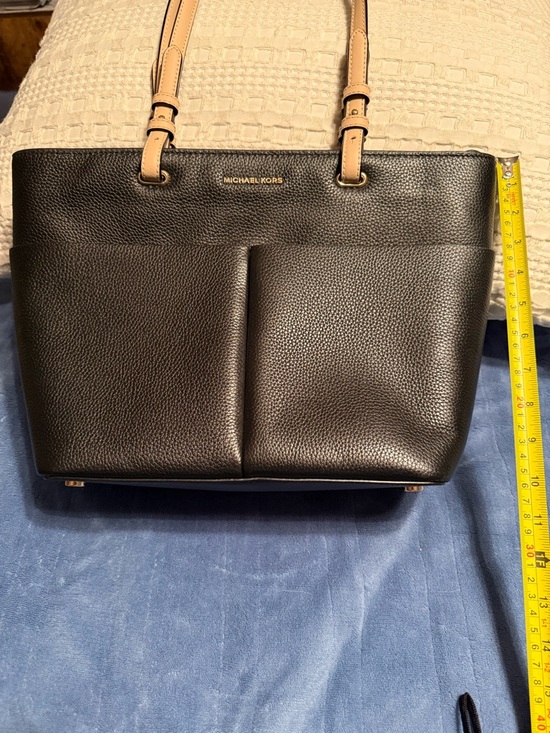 Michael Kors Handbags - Michael Kors Black Leather Tote with Beige Handles